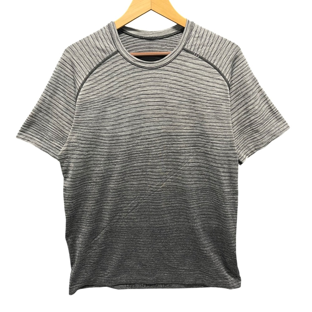 Lululemon Metal Vent Tech Short Sleeve Shirt Grey Ombre Space Dye Mens L